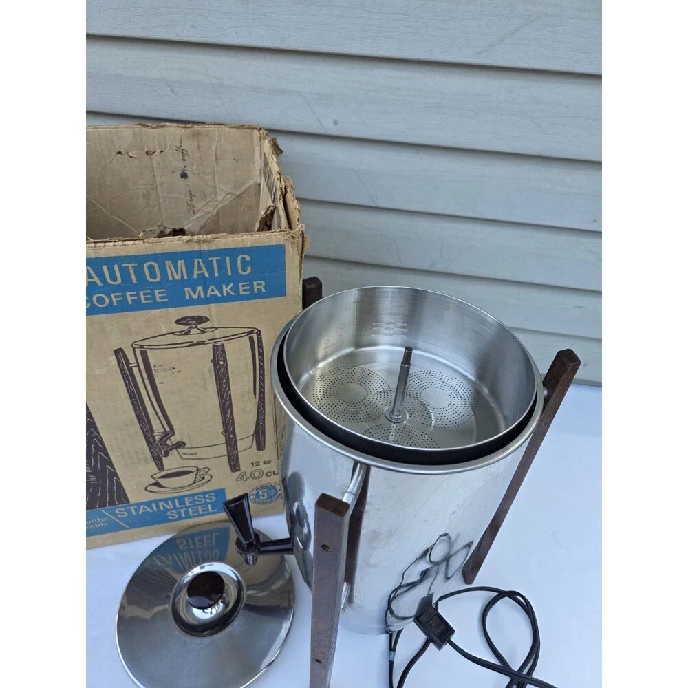 Regal 1350 Coffee Maker Pot Percolator “Atomic Bullet” 12- 40 Cup Stainless 60's